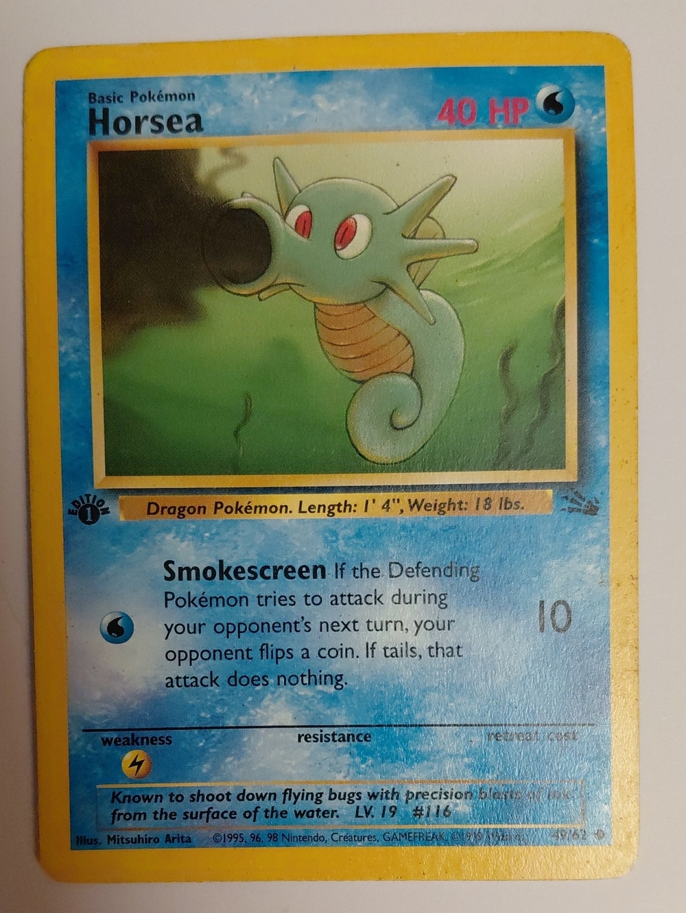 1st Edition Vintage Pokemon Card Lot- Seaking, Krabby, Horsea - Moderate Play - Picture 10 of 15
